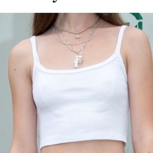 Brandy Melville Tops - Brandy Melville Skylar tank top white ribbed knit Brandy Melville Tops - Brandy Melville Skylar tank top white ribbed knit